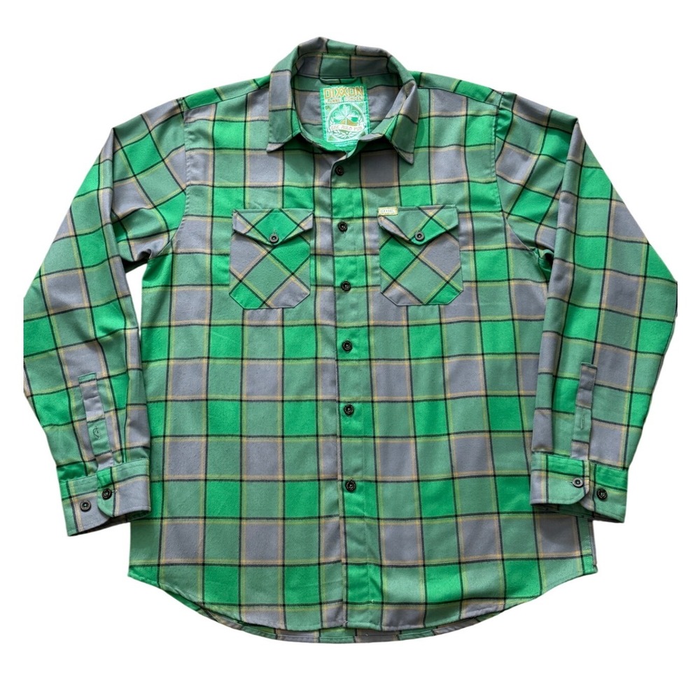 Dixxon The Auld Pub Flannel Co Green Plaid‎ Long Sleeve Button Shirt Size L zz94